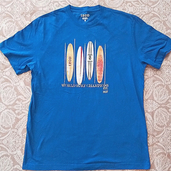 Men’s IZOD Surfboard Graphic T-Shirt Blue Medium Vintage Look Excellent - Picture 1 of 3